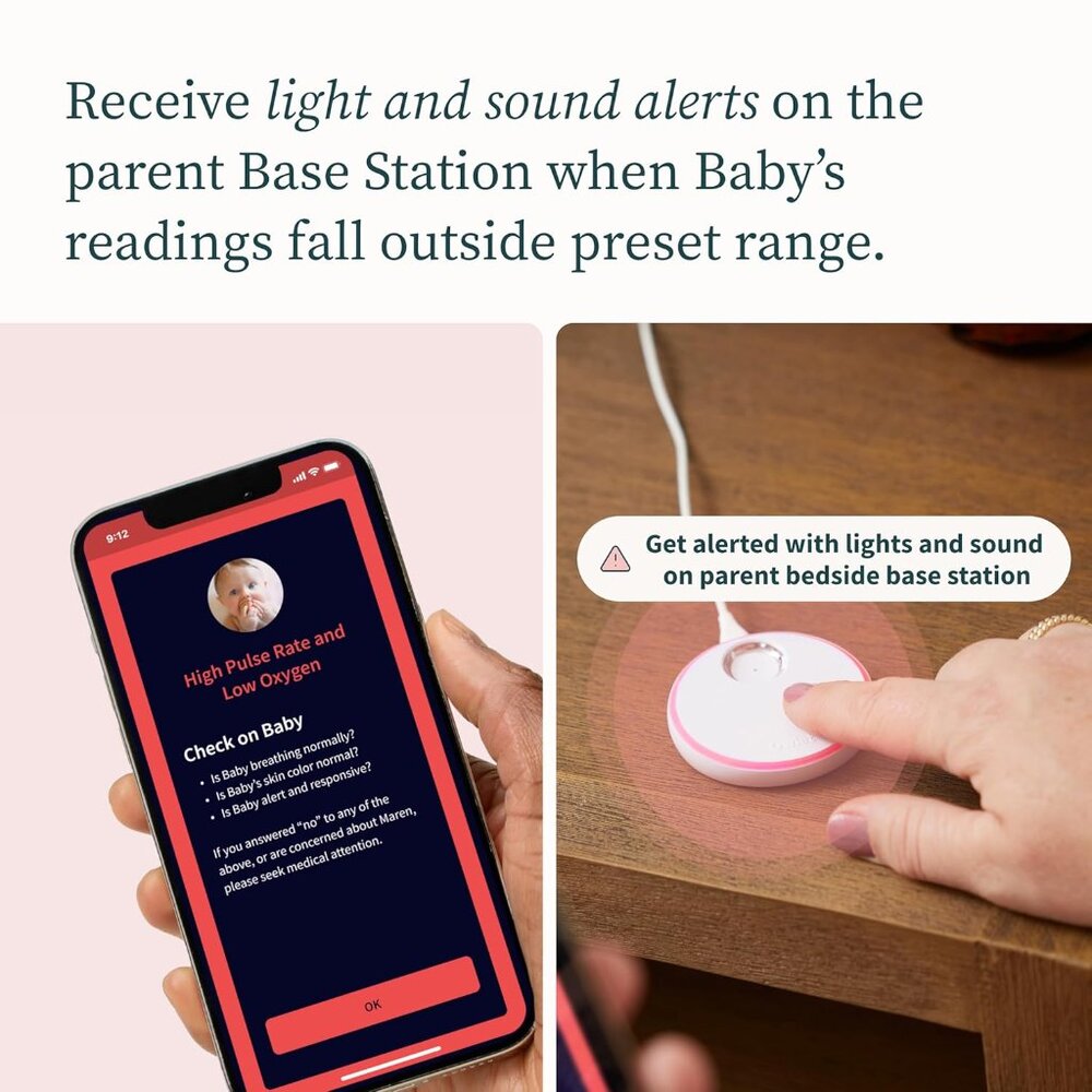 Owlet Dream Sock (Latest Model) Smart Baby Monitor Dusty Rose - Picture 6 of 7